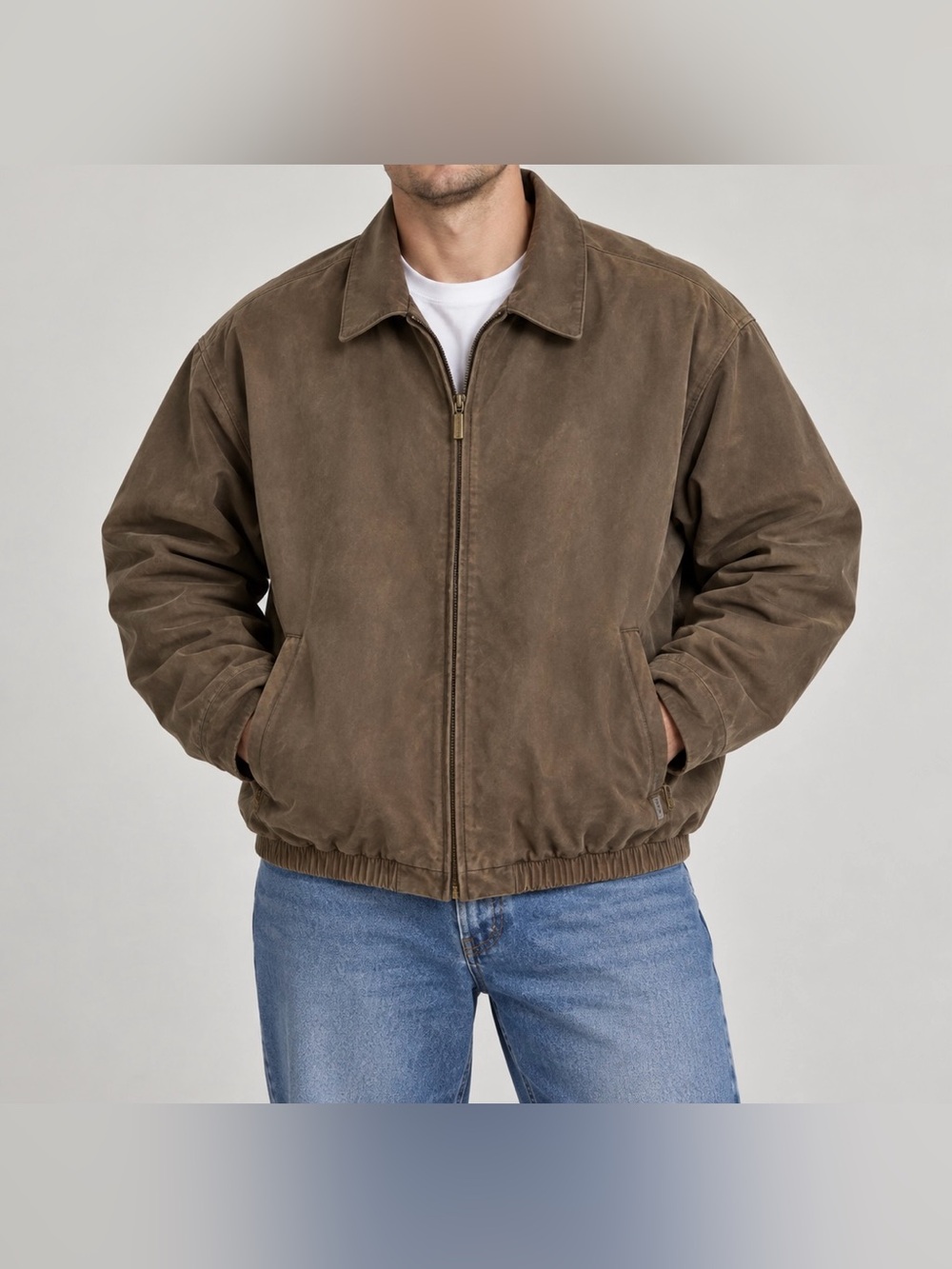 Vintage Weatherproof Bomber Jacket Tan Ultra Suede Size XXLarge Full Zip